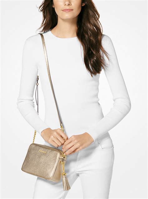 michael kors ginny crossbody metallic|Ginny Metallic Leather Crossbody .